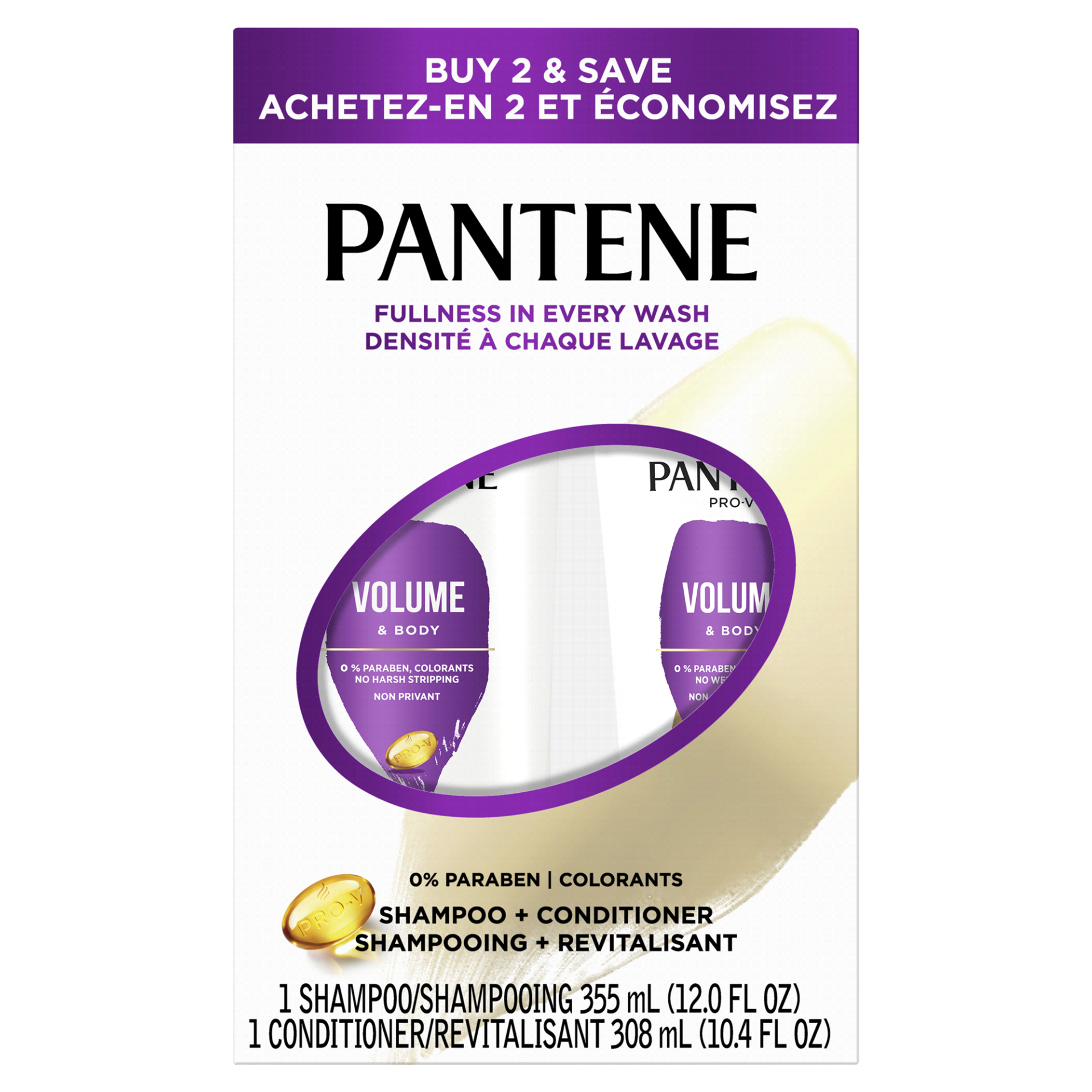 slide 1 of 1, Pantene Volume Shampoo & Conditioner, 2 ct; 22.4 fl oz