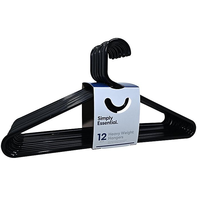 slide 1 of 3, Simply Essential Heavyweight Hangers - Black, 12 ct