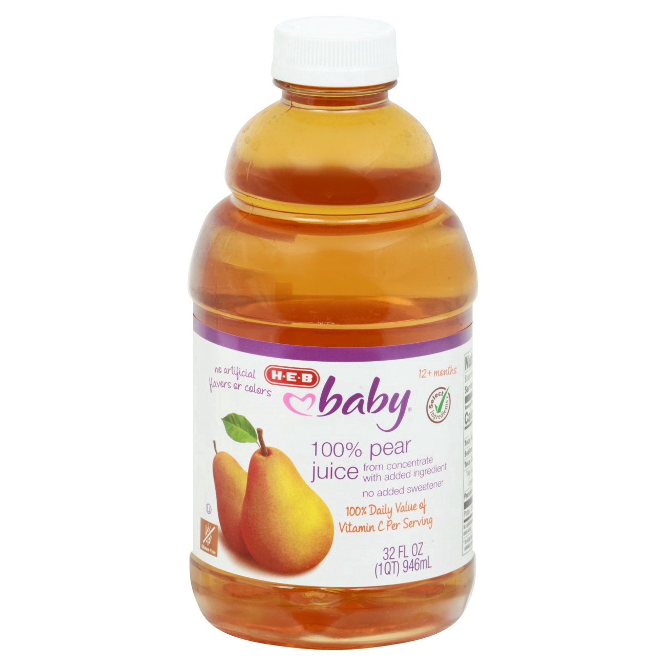 slide 1 of 1, H-E-B Baby 100% Pear Juice, 32 oz
