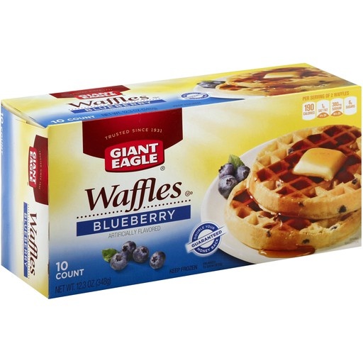 slide 1 of 1, Giant Eagle Frozen Waffles, Blueberry, 12.3 oz