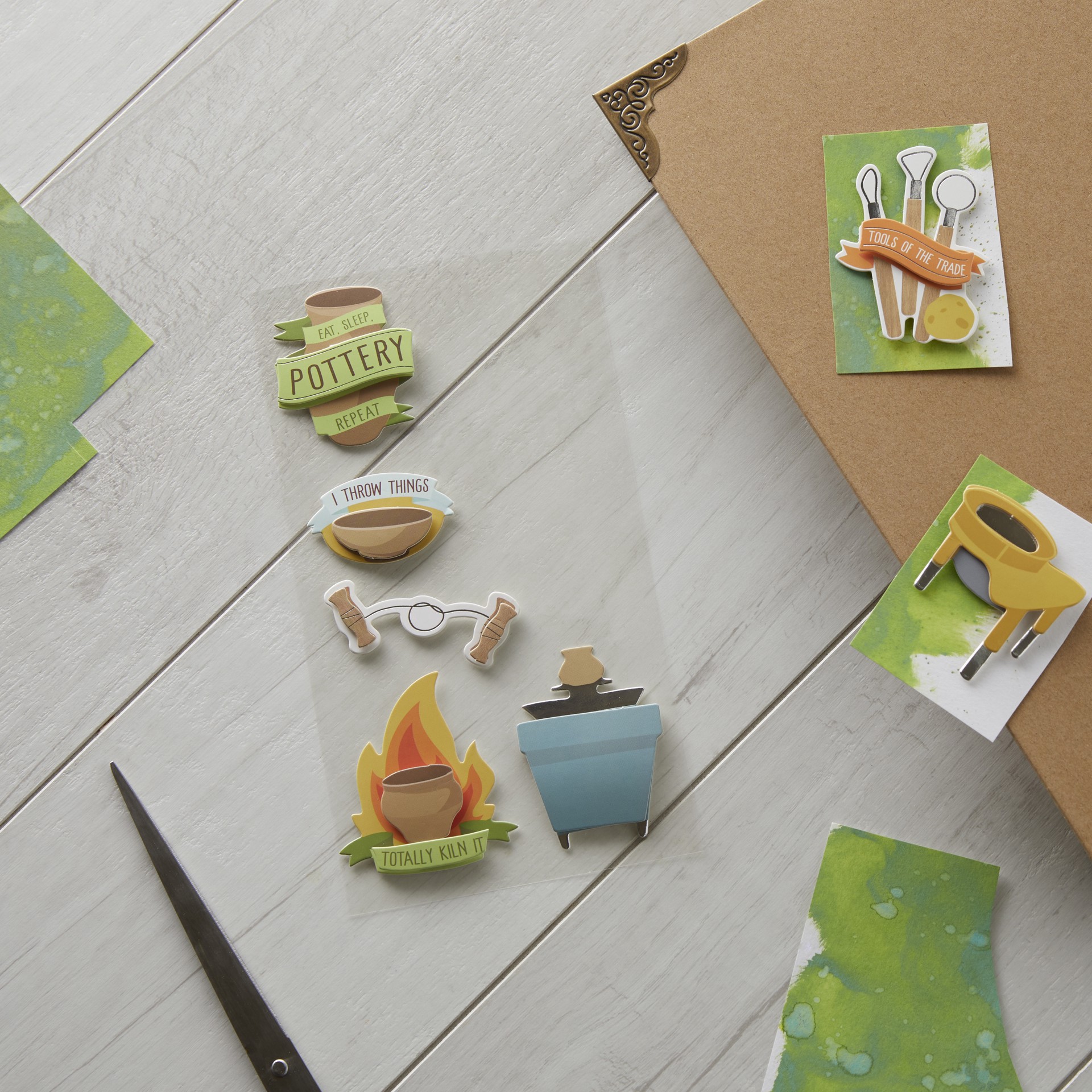 slide 4 of 6, Pottery Stickers By Recollections, 4 in x 7 in