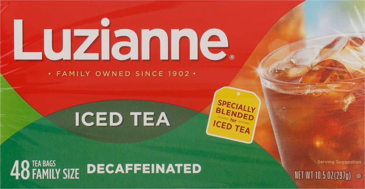 slide 12 of 14, Luzianne Iced Tea Bags Decaffeinated Tea Family Size Bag 48 ea, 48 ct