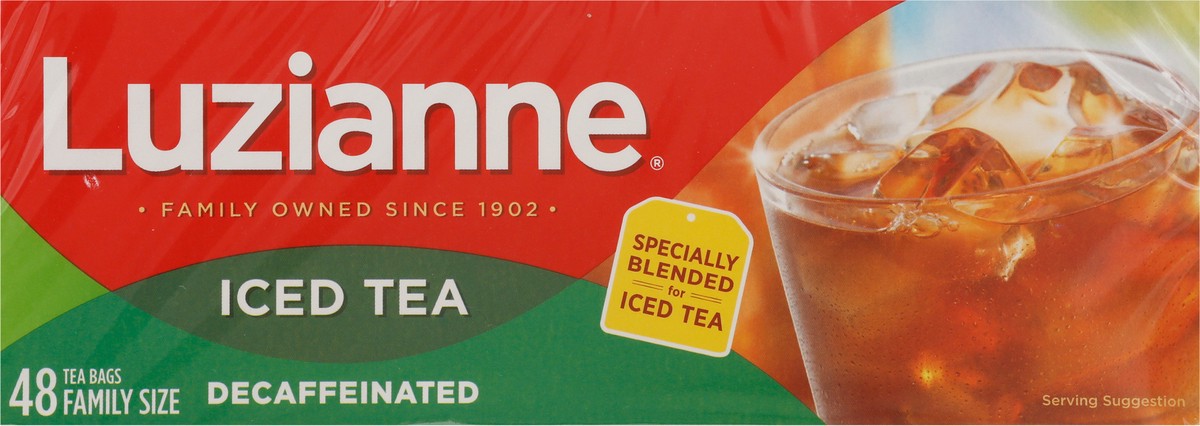 slide 9 of 14, Luzianne Iced Tea Bags Decaffeinated Tea Family Size Bag 48 ea, 48 ct