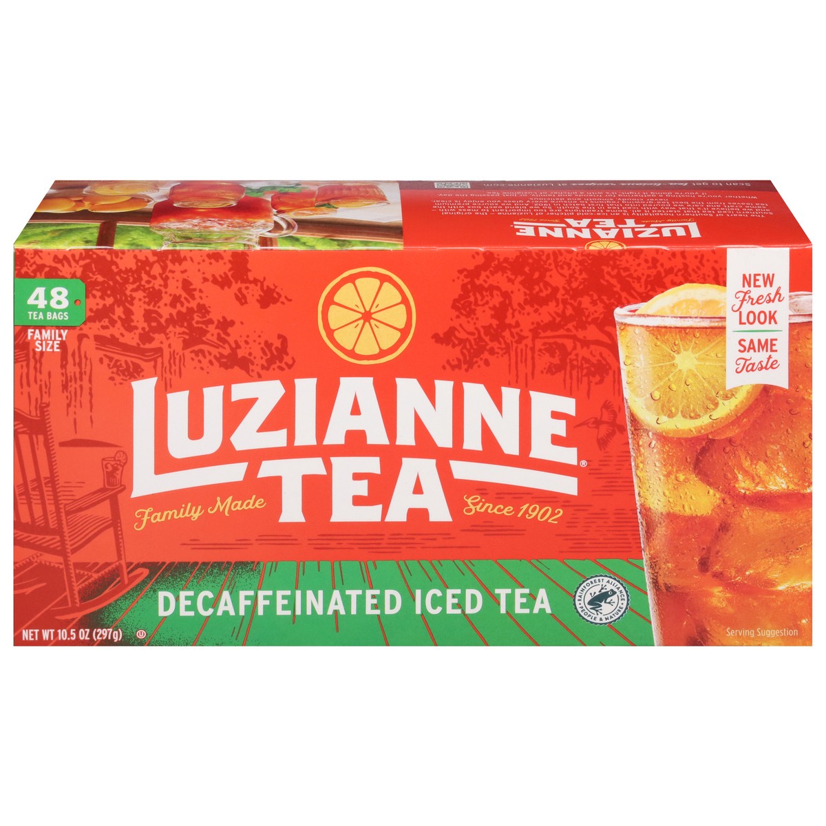 slide 1 of 14, Luzianne Iced Tea Bags Decaffeinated Tea Family Size Bag 48 ea, 48 ct