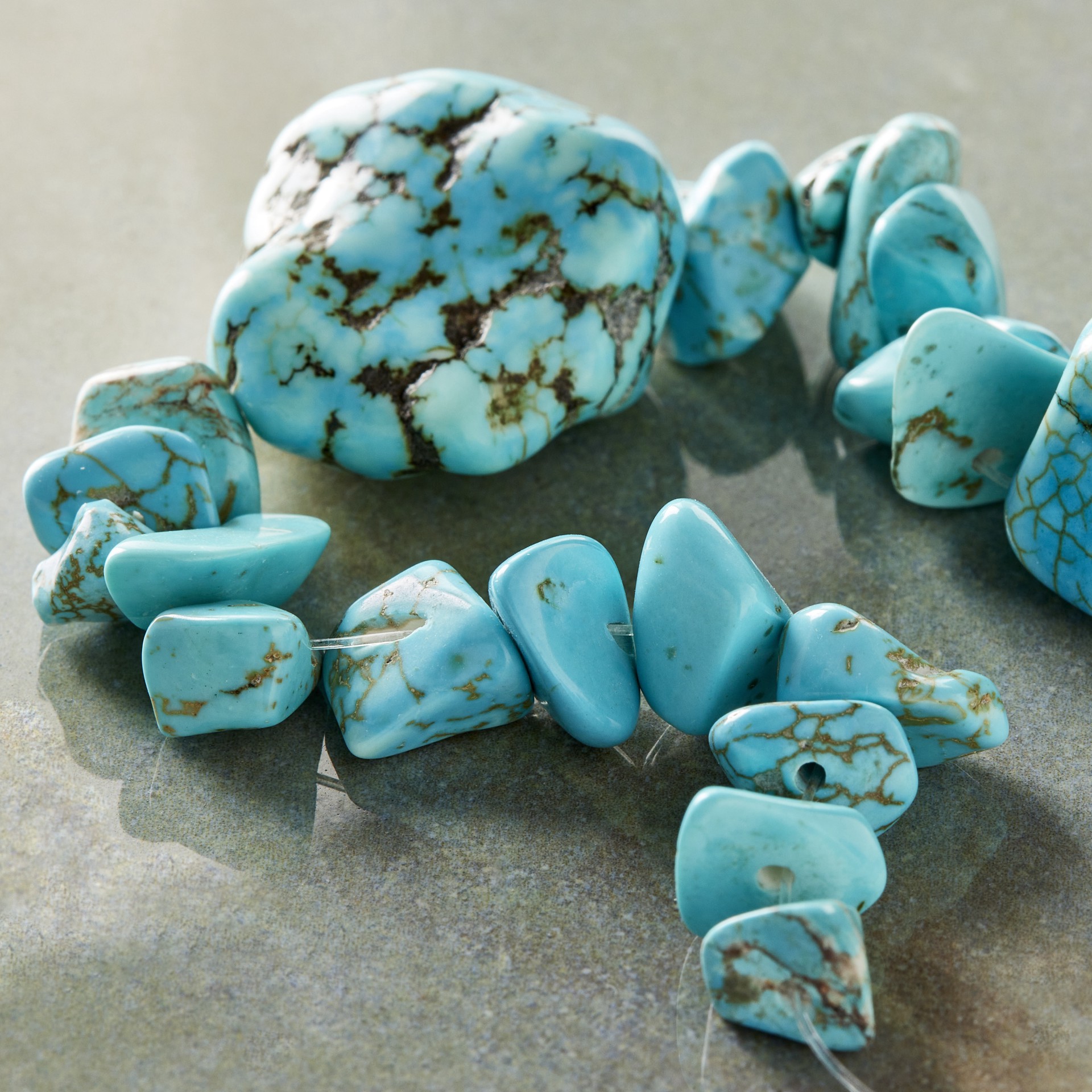 slide 3 of 3, Turquoise Dyed Howlite Nugget Beads, 30mm By Bead Landing, 30 mm