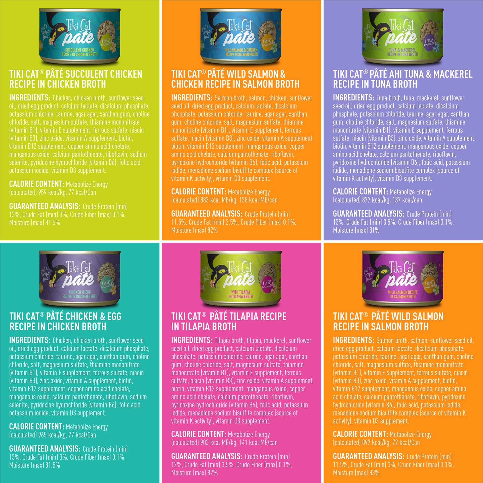 slide 5 of 6, Tiki Cat Luau Pate Wet Cat Food, Variety Pack, 5.5 oz. Can (8 Count), 44 oz