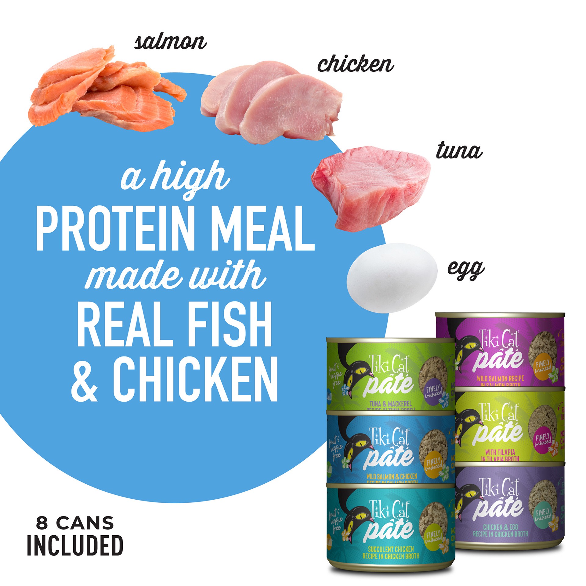 slide 3 of 6, Tiki Cat Luau Pate Wet Cat Food, Variety Pack, 5.5 oz. Can (8 Count), 44 oz