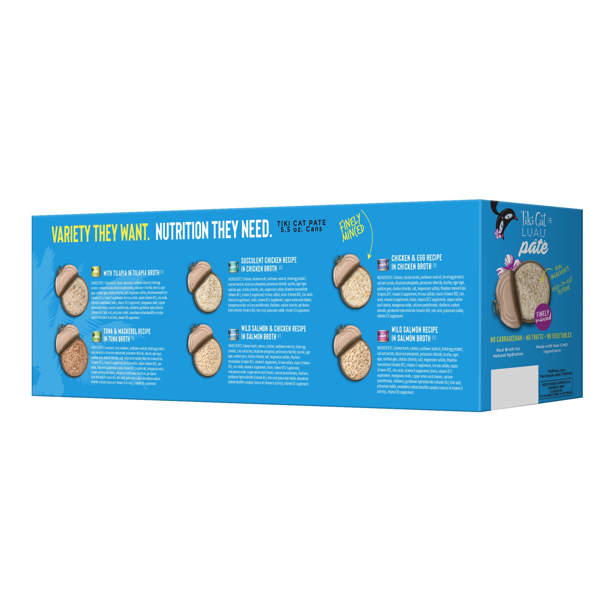 slide 6 of 6, Tiki Cat Luau Pate Wet Cat Food, Variety Pack, 5.5 oz. Can (8 Count), 44 oz