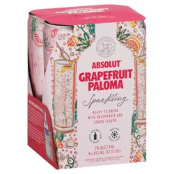 Absolut Sparkling Grapefruit Paloma Vodka 4 - 355 ml Cans