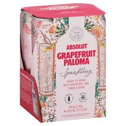 Absolut Sparkling Grapefruit Paloma Vodka 4 - 355 ml Cans