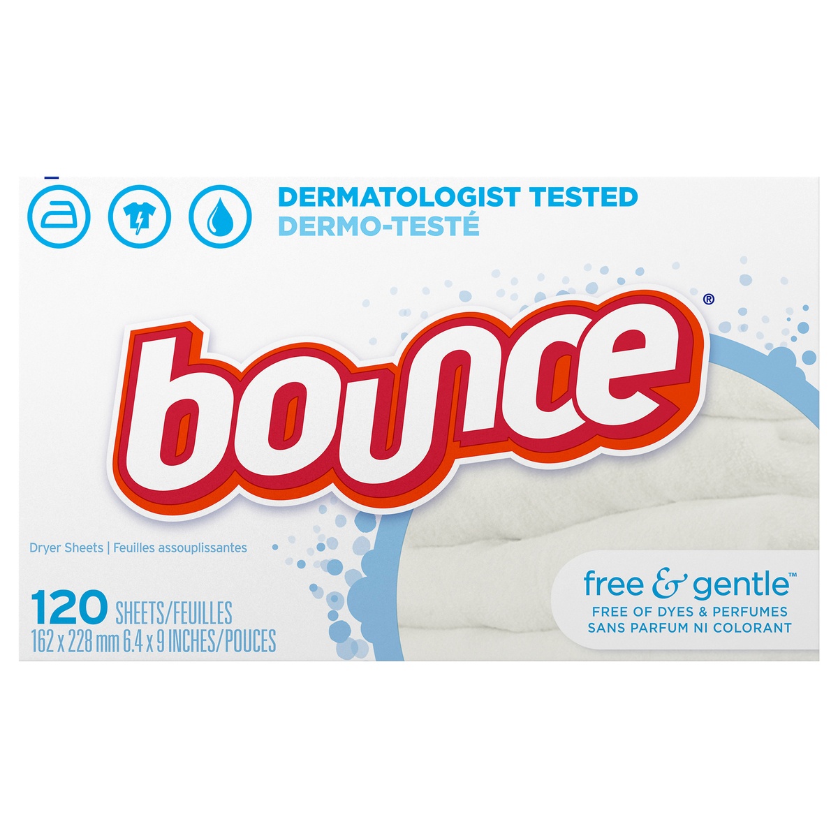 slide 1 of 1, Bounce Free & Gentle Dryer Sheets, 120 ct
