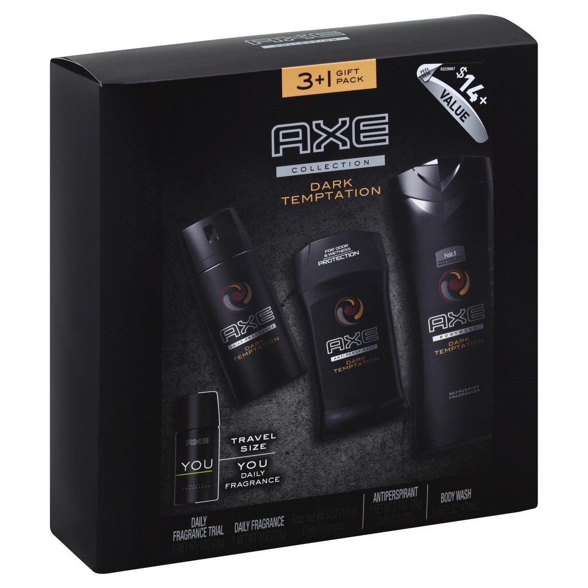 slide 3 of 5, Axe Dark Temptation Gift Pack, 4 ct