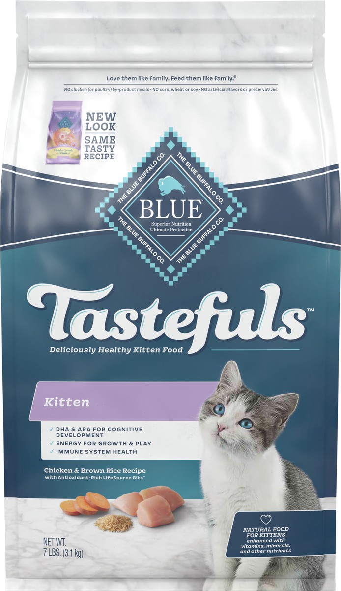 slide 6 of 6, Blue Buffalo Tastefuls Natural Dry Kitten Food, Chicken 7lb bag, 7 lb