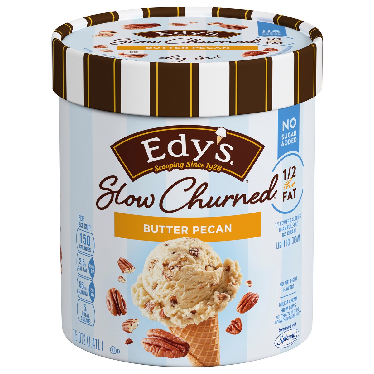 slide 1 of 2, Edy's Slow Churned Butter Pecan Light Ice Cream 1.5 qt, 48 fl oz
