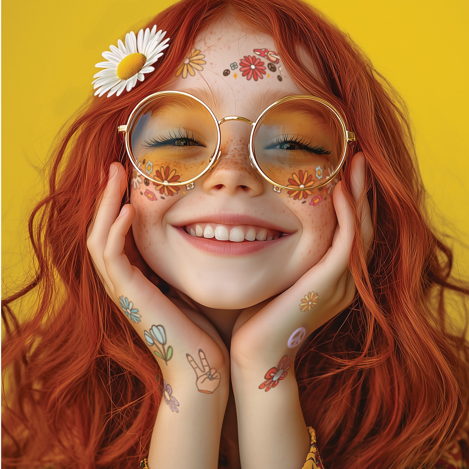 slide 3 of 4, Savvi Hippie Costume Tattoos, 15 temporary tattoos