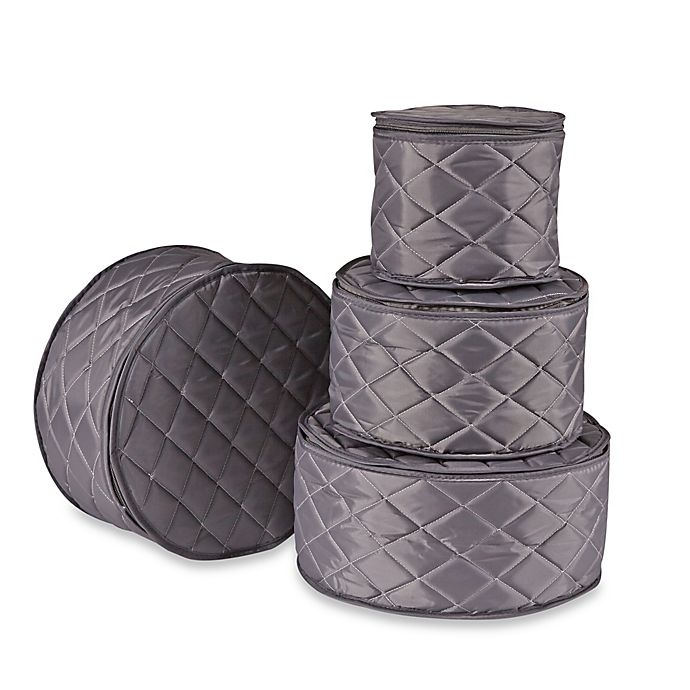 slide 1 of 5, .ORG Quilted Plate Case Set - Grey, 4 ct