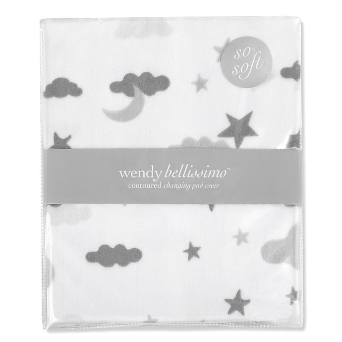 slide 2 of 3, Wendy Bellissimo Mix & Match Velboa Cloud Moon Changing Pad Cover - Grey/White, 1 ct