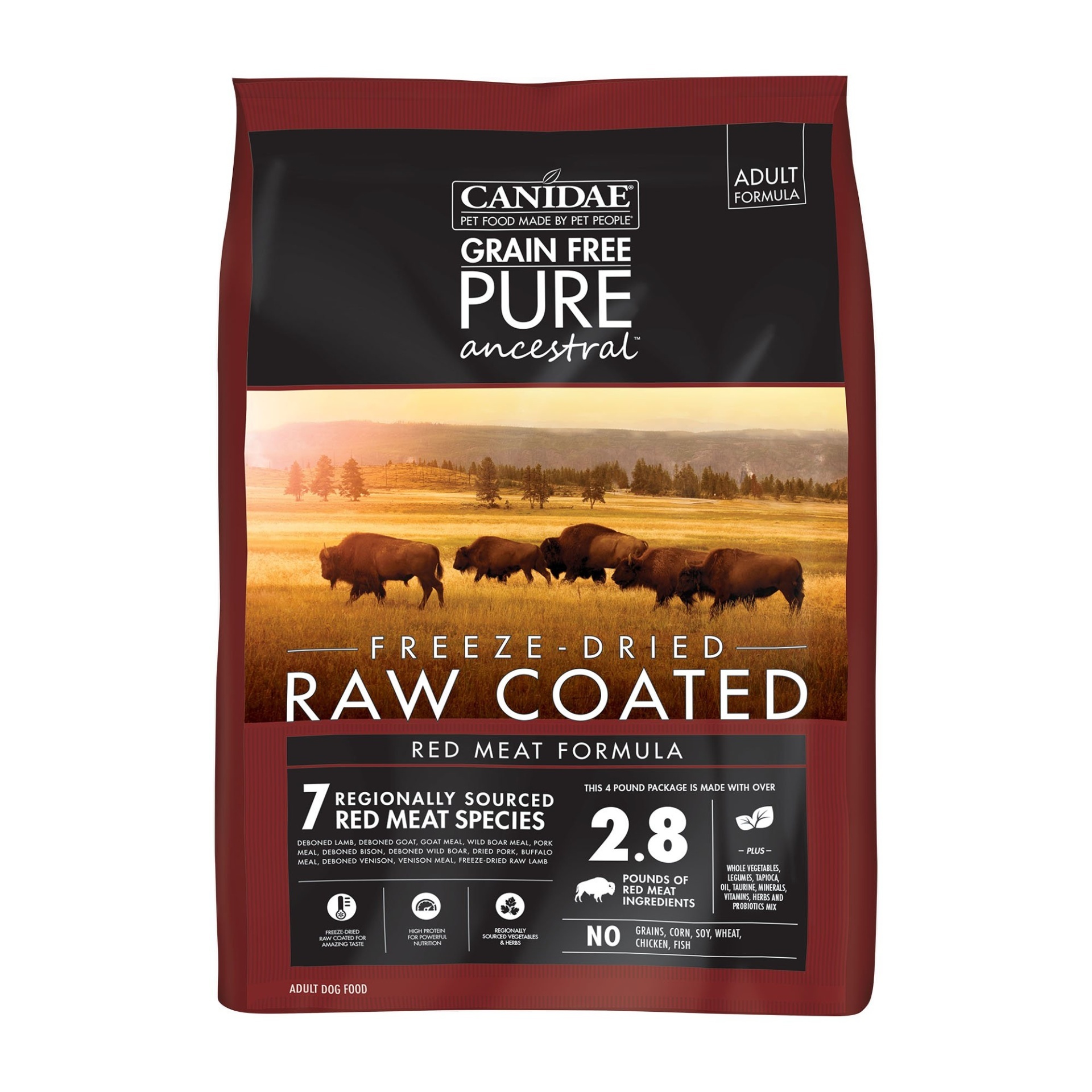 slide 1 of 1, CANIDAE Pure Ancestral Raw Coated Red Meat Formula Dry Dog Food, 4 lb