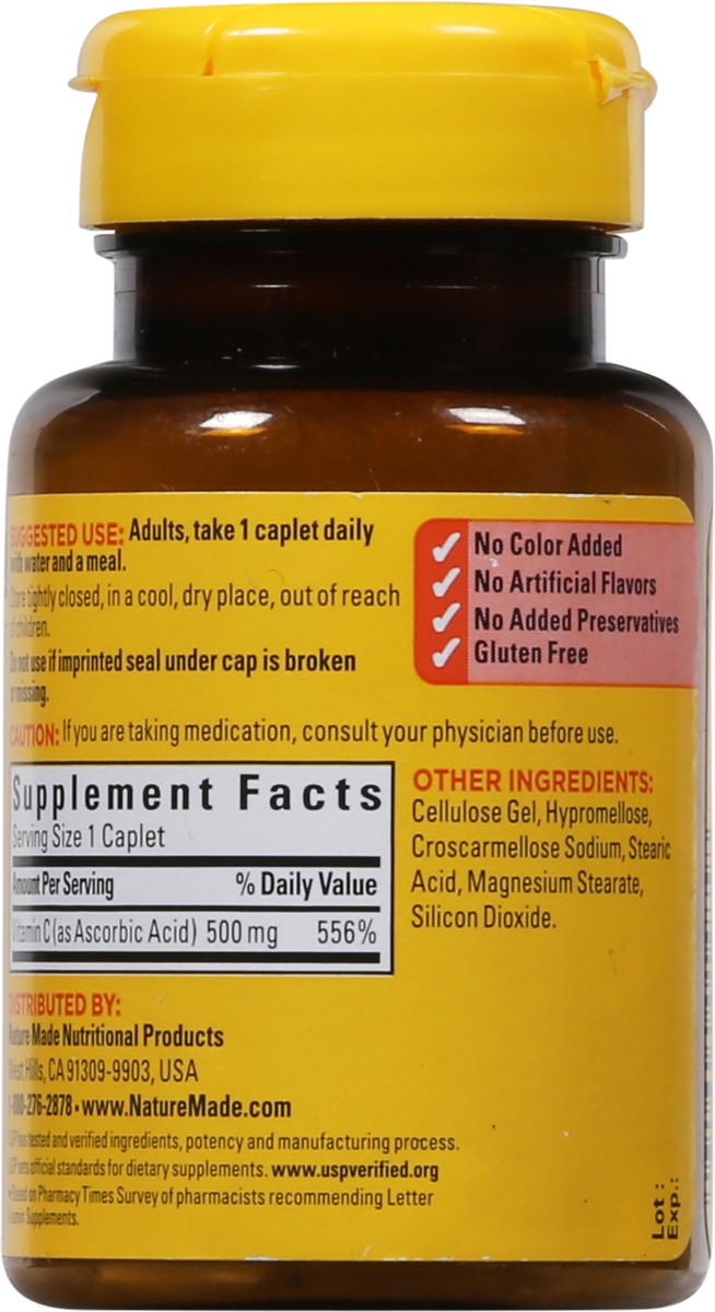 slide 8 of 9, Nature Made Vitamin C 500 mg, Dietary Supplement for Immune Support, 100 Tablets, 100 Day Supply, 100 ct