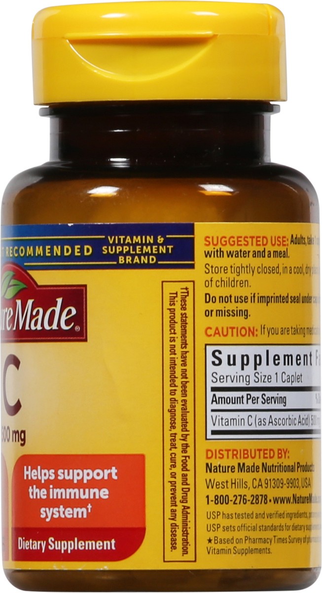 slide 4 of 9, Nature Made Vitamin C 500 mg, Dietary Supplement for Immune Support, 100 Tablets, 100 Day Supply, 100 ct