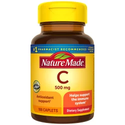 Nature Made Vitamin C 500 mg Caplets, 100 Count, for Immune Support, Gluten Free