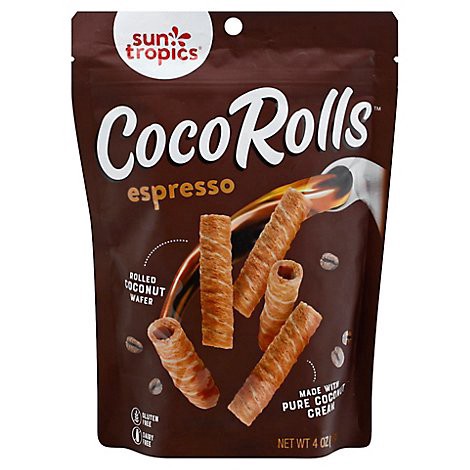 slide 1 of 1, Sun Tropics Cocorolls Espresso Rolled Coconut Wafers - 4 Oz, 4 oz