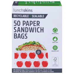 LunchSkins Apple Paper Sandwich Bags, 50 ea