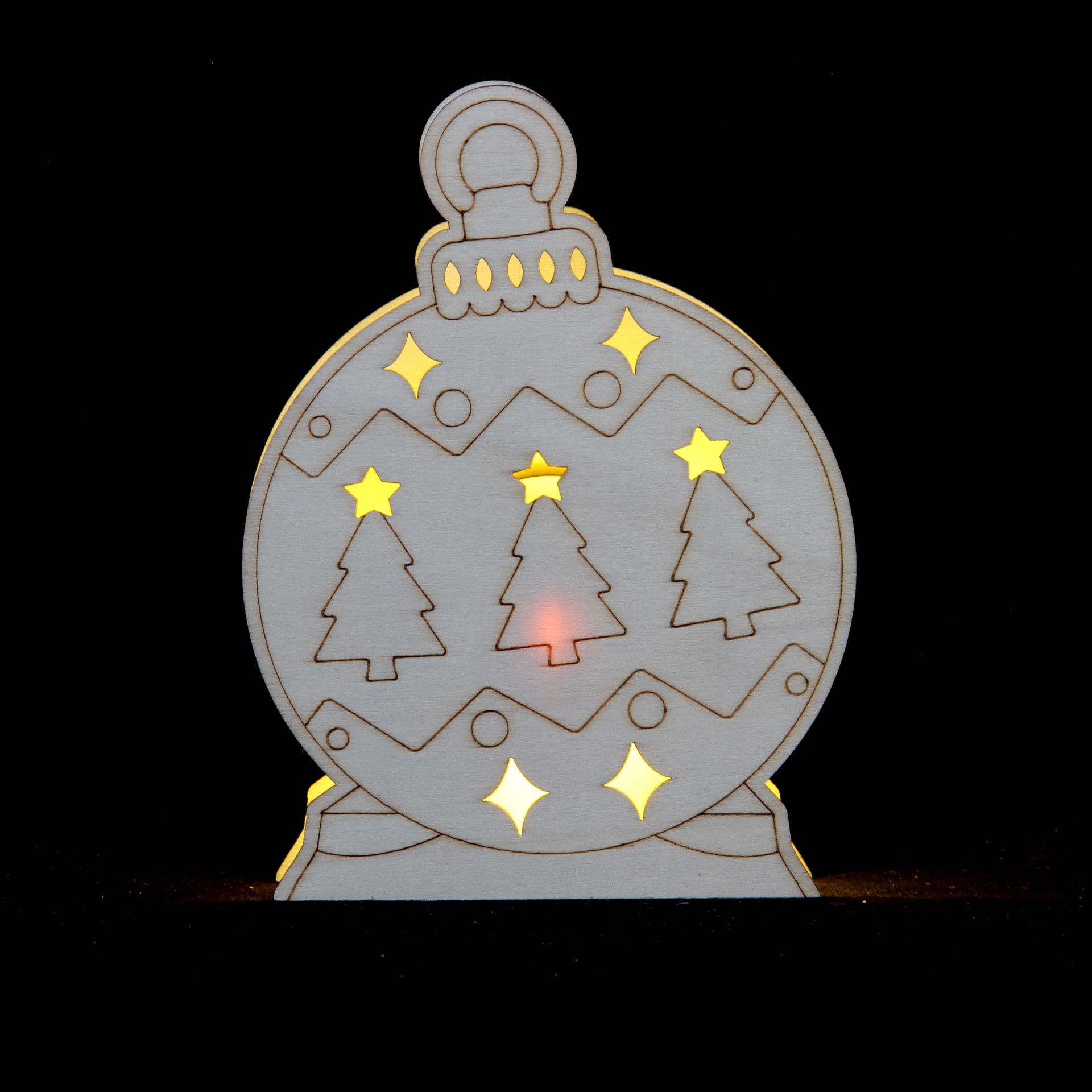 slide 3 of 3, 6.5" Ornament Diy Led Wood Decor By Make Market, 4.9 in x 6.5 in x 1.18 in