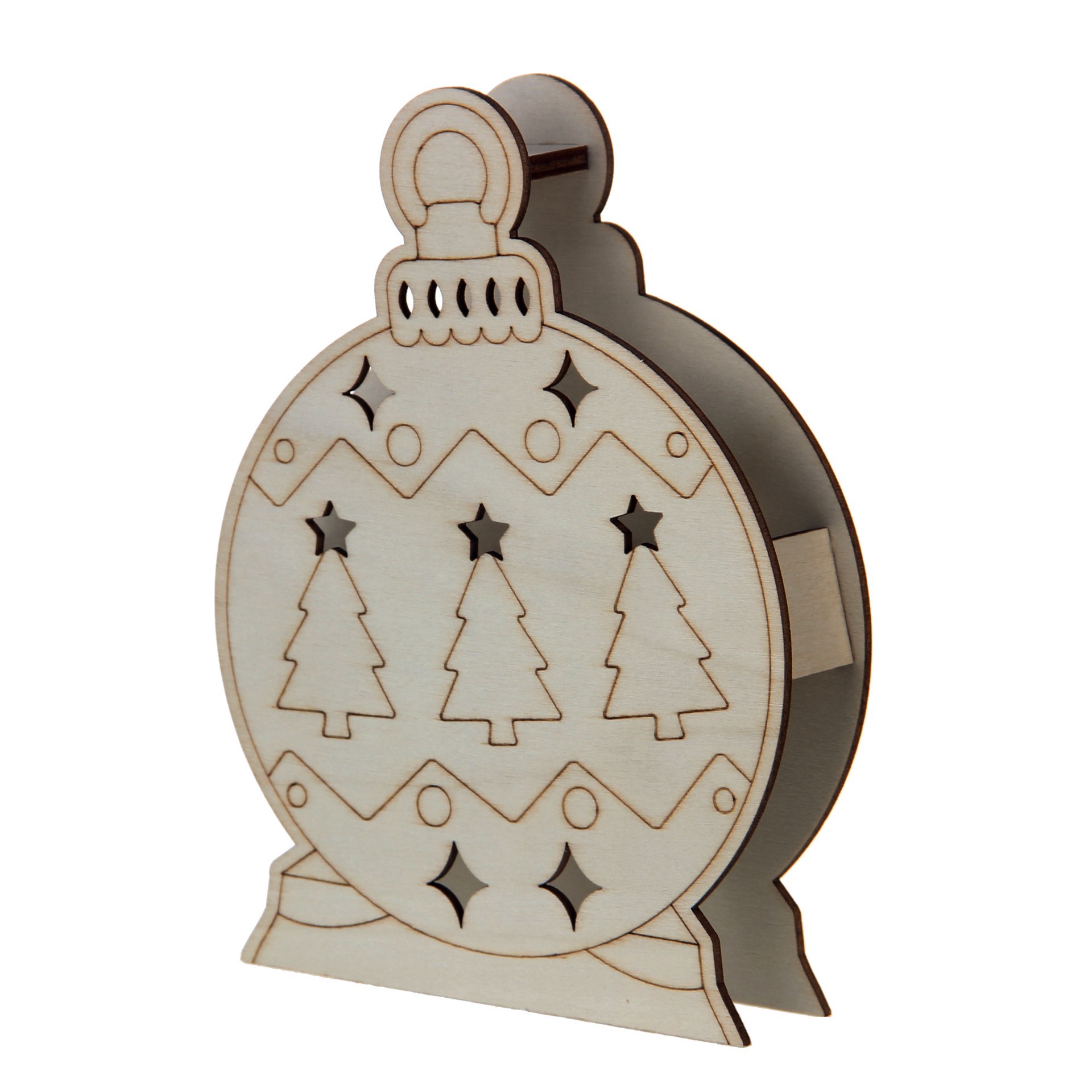 slide 2 of 3, 6.5" Ornament Diy Led Wood Decor By Make Market, 4.9 in x 6.5 in x 1.18 in