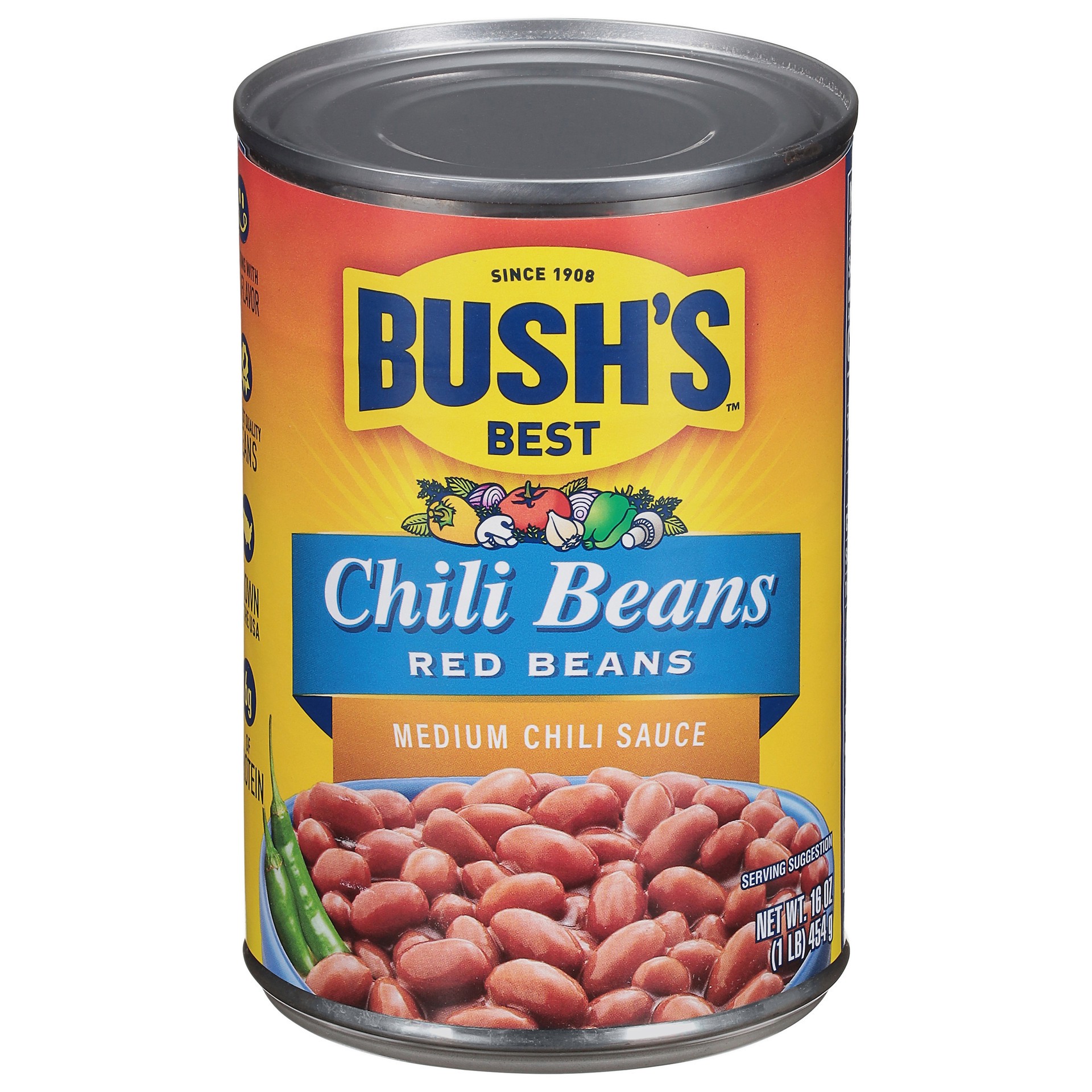 slide 2 of 5, Bush's Best Chili Beans Red Beans in a Medium Chili Sauce 16 oz. Can, 16 oz