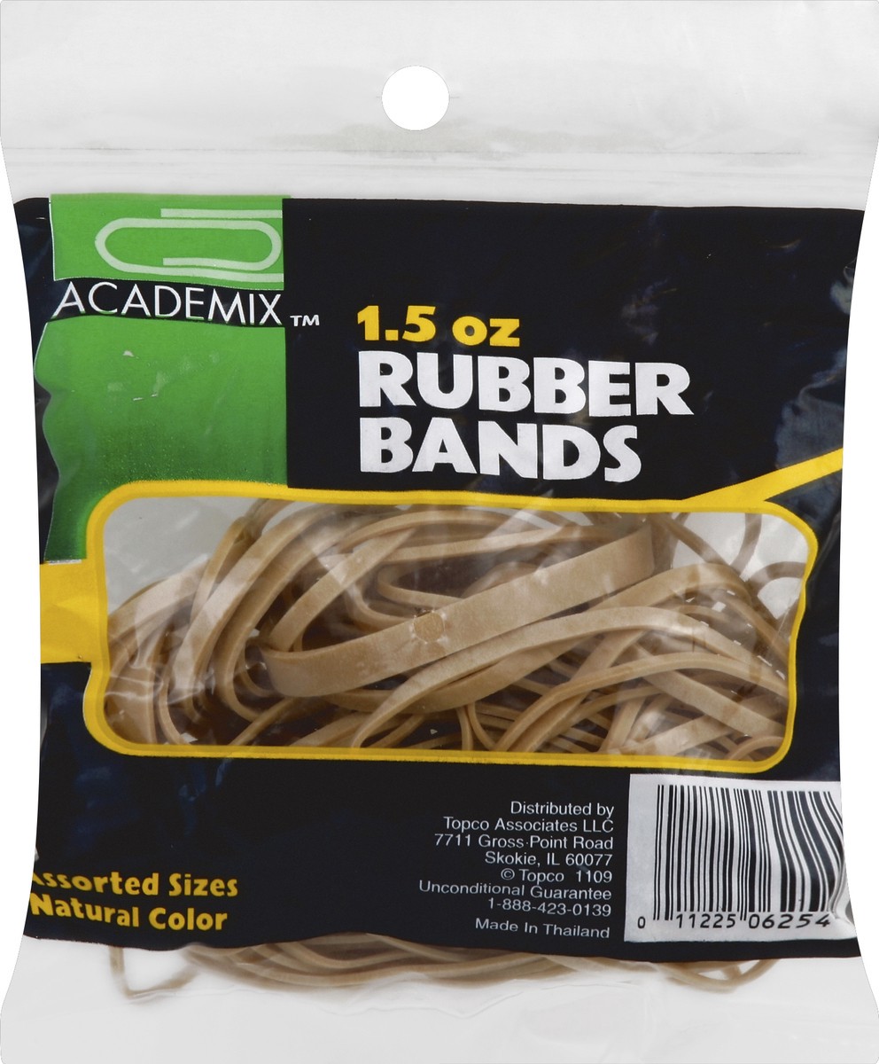 slide 5 of 6, Academix Rubber Bands, Assorted Sizes, Natural Color, 1.5 oz