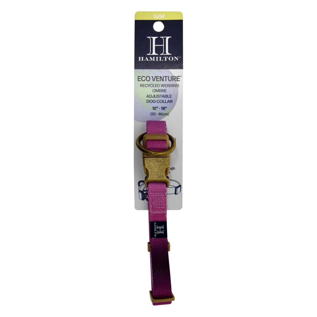 slide 1 of 9, Hamilton Eco Venture Recycled Ombre Adjustable Dog Collar - Raspberry, Sm-Med