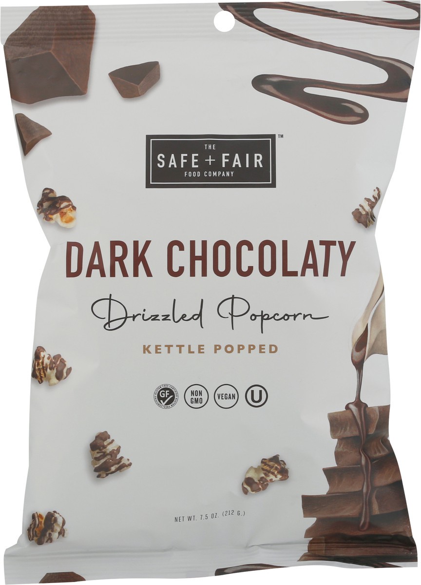 slide 6 of 13, The Safe + Fair Food Company Kettle Popped Dark Chocolaty Drizzled Popcorn 7.5 oz, 7.5 oz
