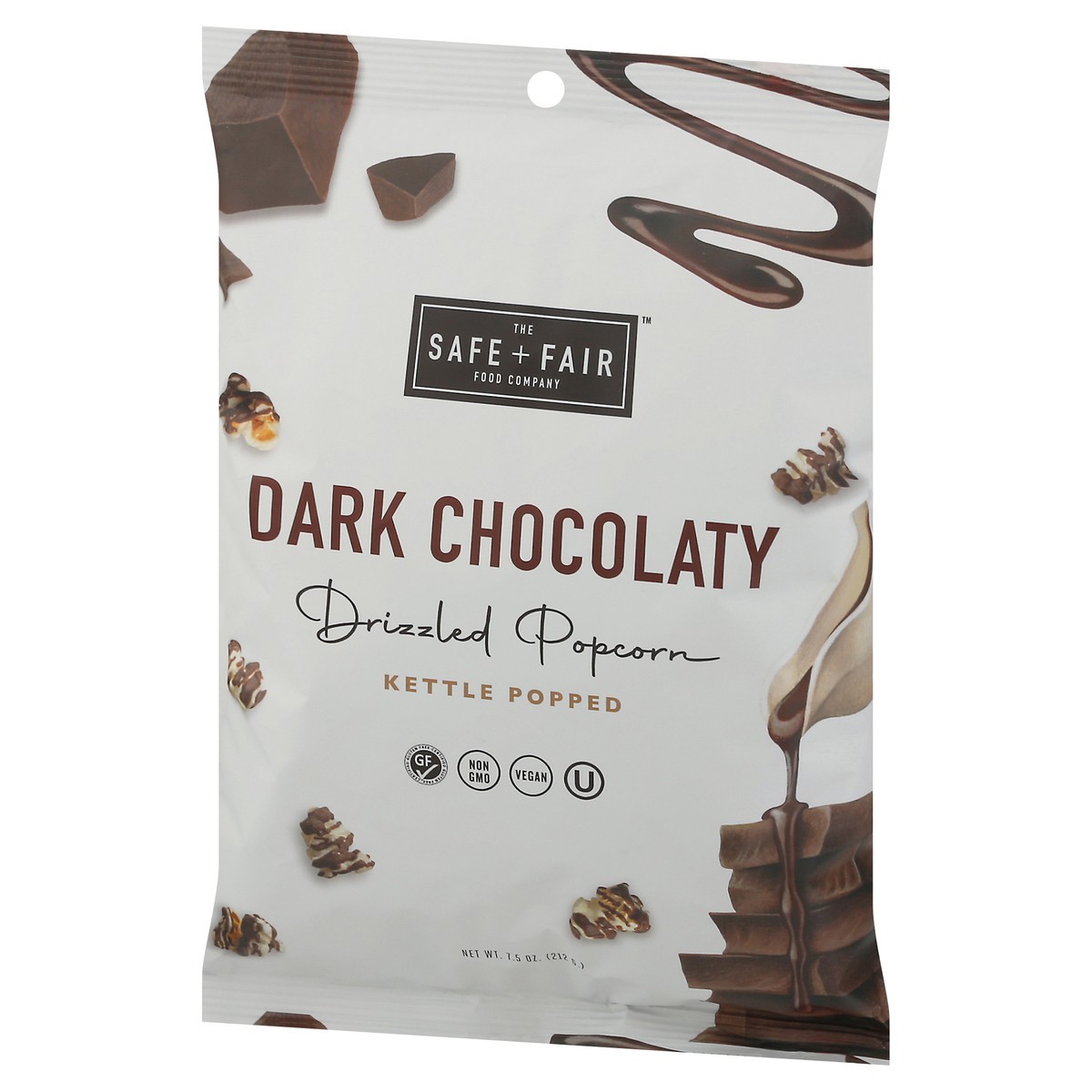 slide 5 of 13, The Safe + Fair Food Company Kettle Popped Dark Chocolaty Drizzled Popcorn 7.5 oz, 7.5 oz