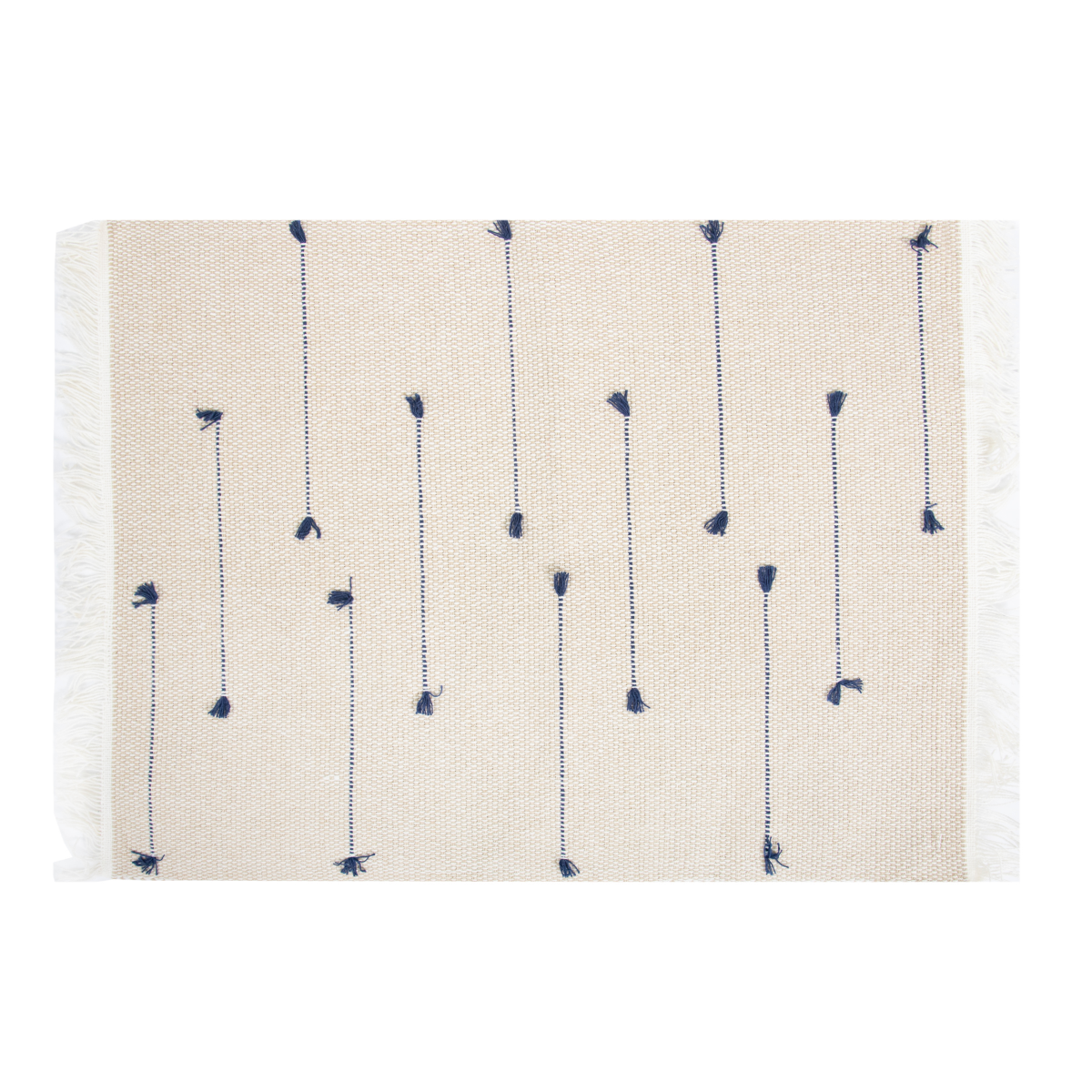 slide 1 of 5, Room & Retreat Stripe Bats Placemat Natural Navy, 13 in x 20 in, 1 ct