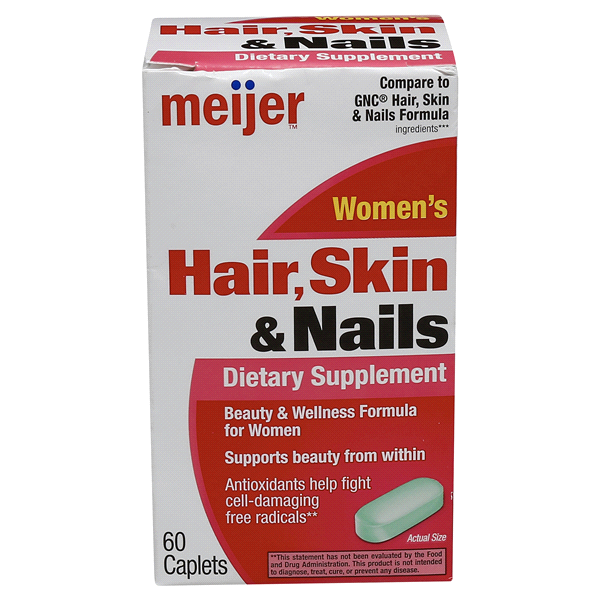 slide 1 of 7, Meijer Women's Hair, Skin & Nails, 60 ct
