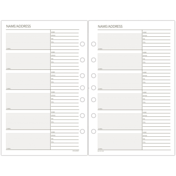 slide 3 of 3, Day Runner® Organizer Accessory, Telephone/Address Refill Pages, 5 1/2"" x 8 1/2"", Pack Of 30 Sheets, 1 ct