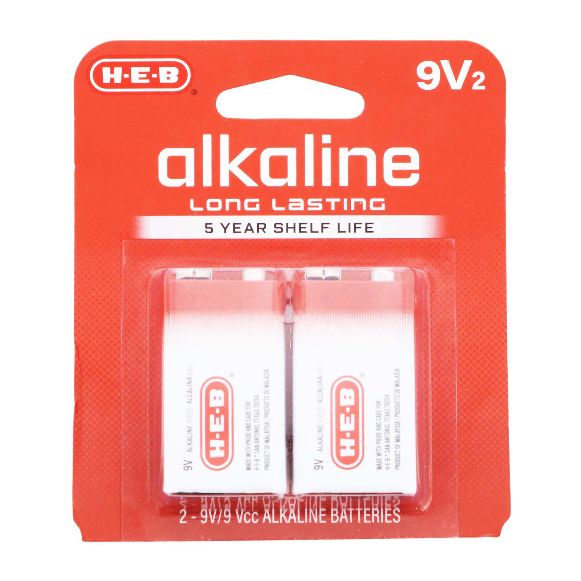 slide 1 of 1, H-E-B Alkaline 9V Batteries, 2 ct