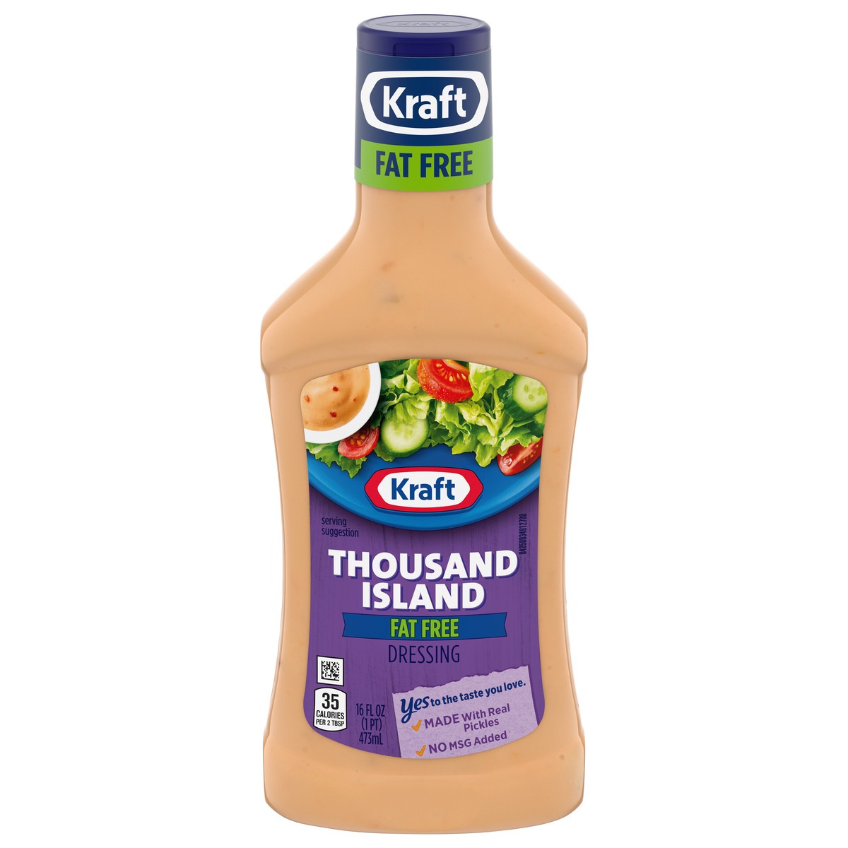 slide 1 of 9, Kraft Thousand Island Fat Free Salad Dressing, 16 fl oz Bottle, 16 fl oz