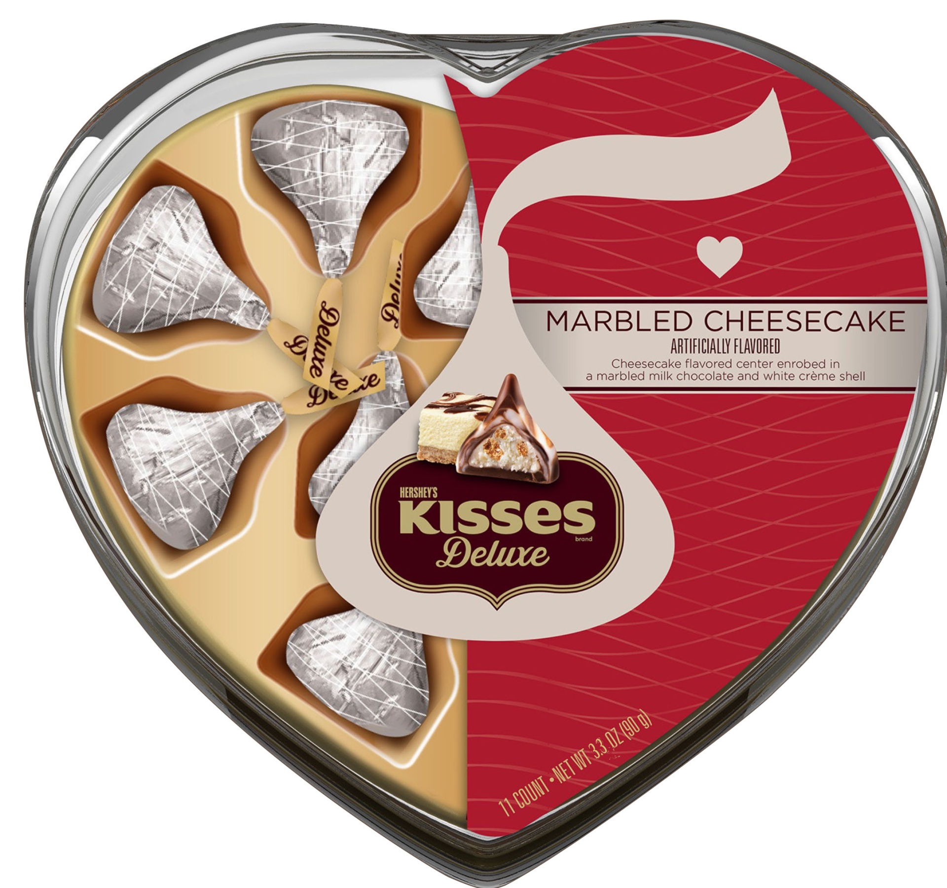 slide 1 of 1, Hershey’S Kisses Deluxe Valentine's Marbled Milk Chocolates With Cheesecake Filling, 3.3 oz