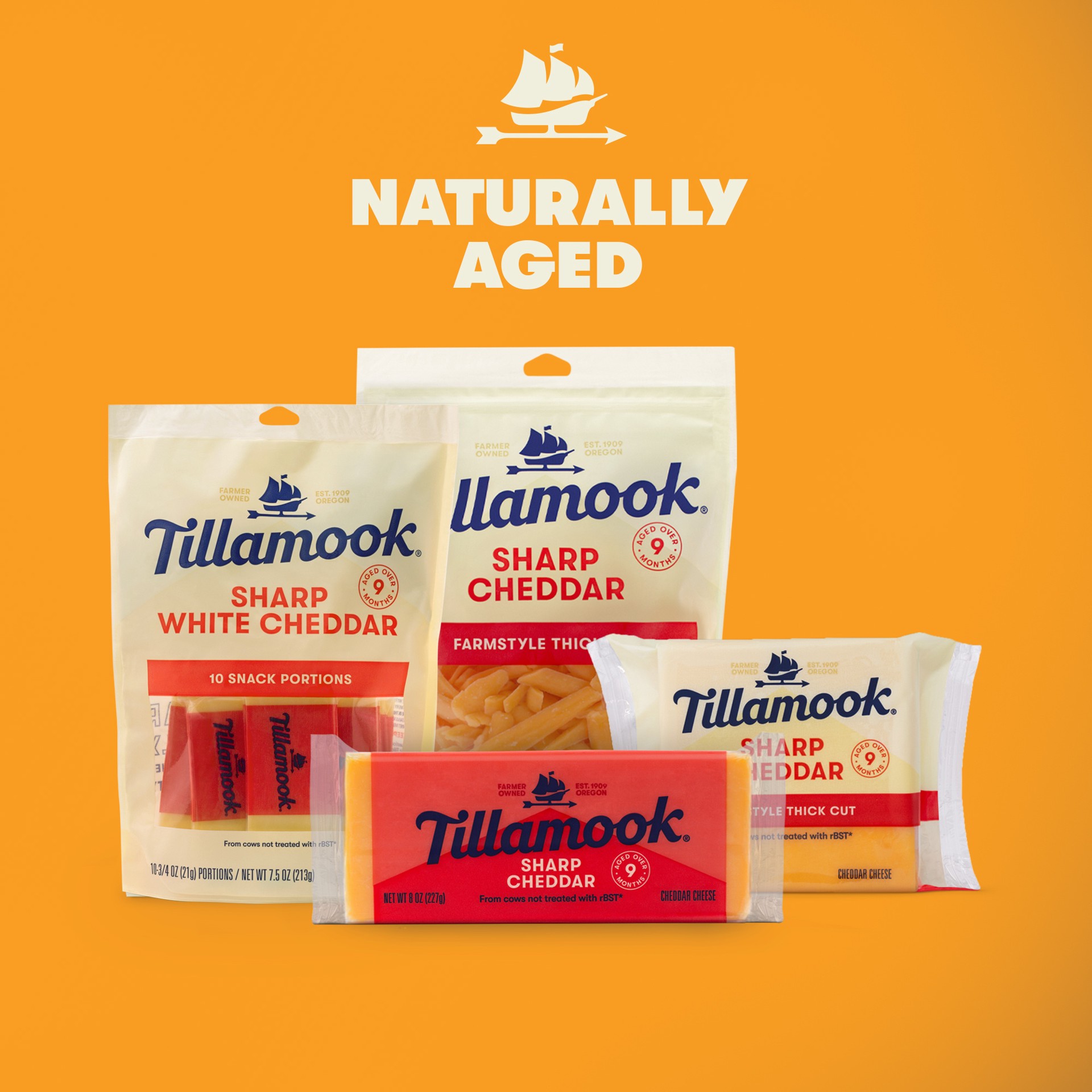 slide 3 of 5, Tillamook Farmstyle Thick Cut Sharp Cheddar Cheese Slices, 12oz, 12ct, 340 g