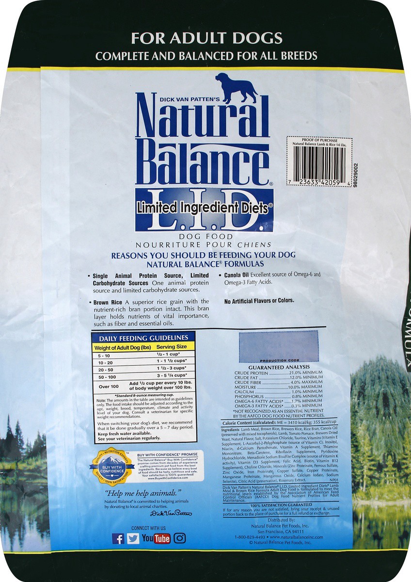 slide 5 of 6, Natural Balance Dog Food 14 lb, 14 lb