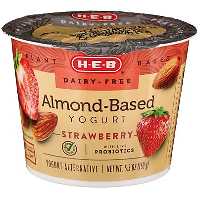 slide 1 of 1, H-E-B Strawberry Almond Milk Yogurt, 5.3 oz