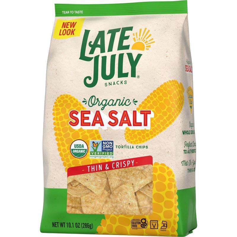 slide 4 of 9, Late July Snacks Thin and Crispy Organic Tortilla Chips with Sea Salt, 10.1 oz Bag, 1 ct