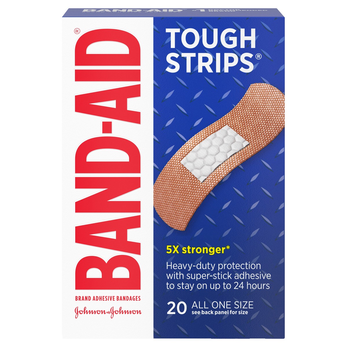 slide 1 of 6, BAND-AID Sterile Tough Strips Adhesive Bandages for First Aid & Wound Care, Durable Protection & Comfort for Minor Cuts, Scrapes & Burns, Heavy-Duty Fabric Bandages, One Size, 20 ct