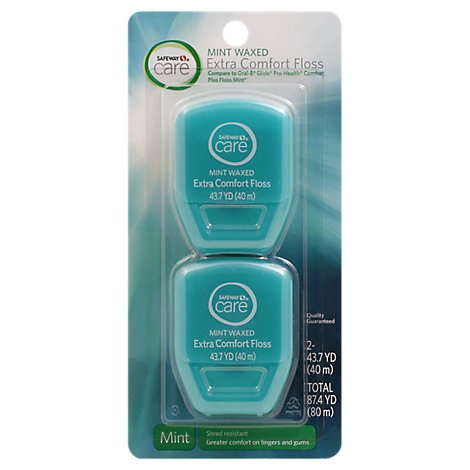 slide 1 of 1, Signature Care Dental Floss Extra Comfort Mint Waxed, 2 ct