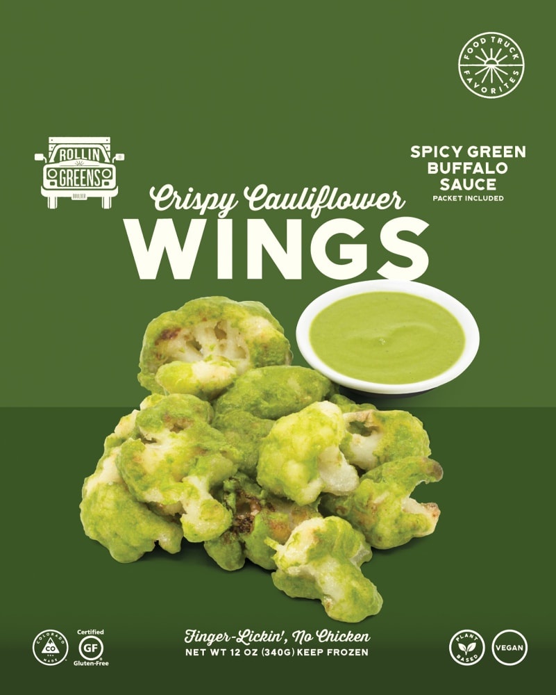 slide 1 of 1, RollinGreens Spicy Spinachpeno Cauliflower Wings, 12 oz