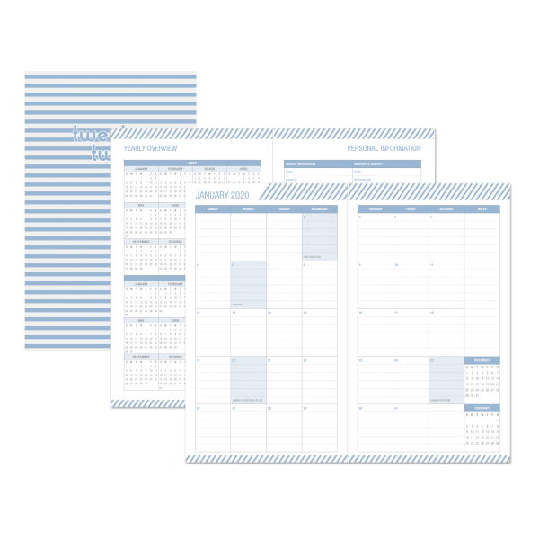 slide 1 of 4, Office Depot Brand Monthly Planner, 3-1/2'' X 6'', Lines, January To December 2020, 1 ct