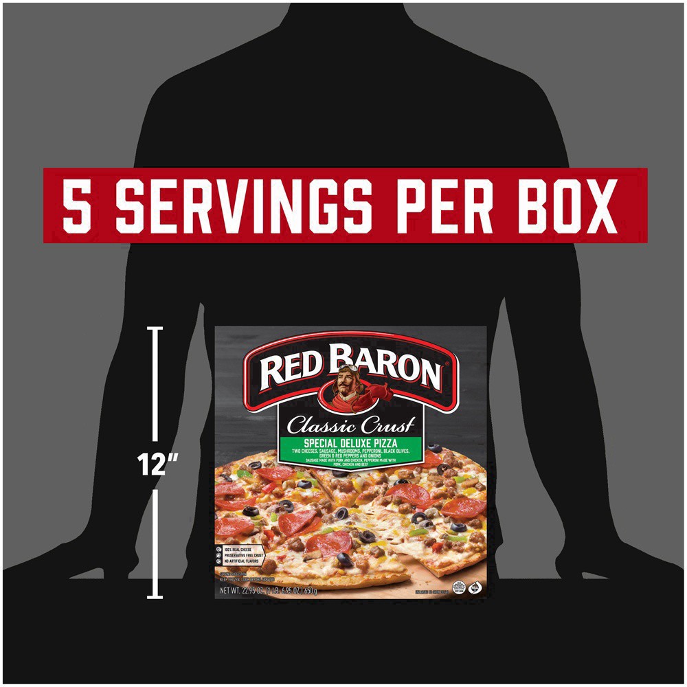 slide 33 of 89, Red Baron Frozen Pizza Classic Crust Special Deluxe, 1.43 lb