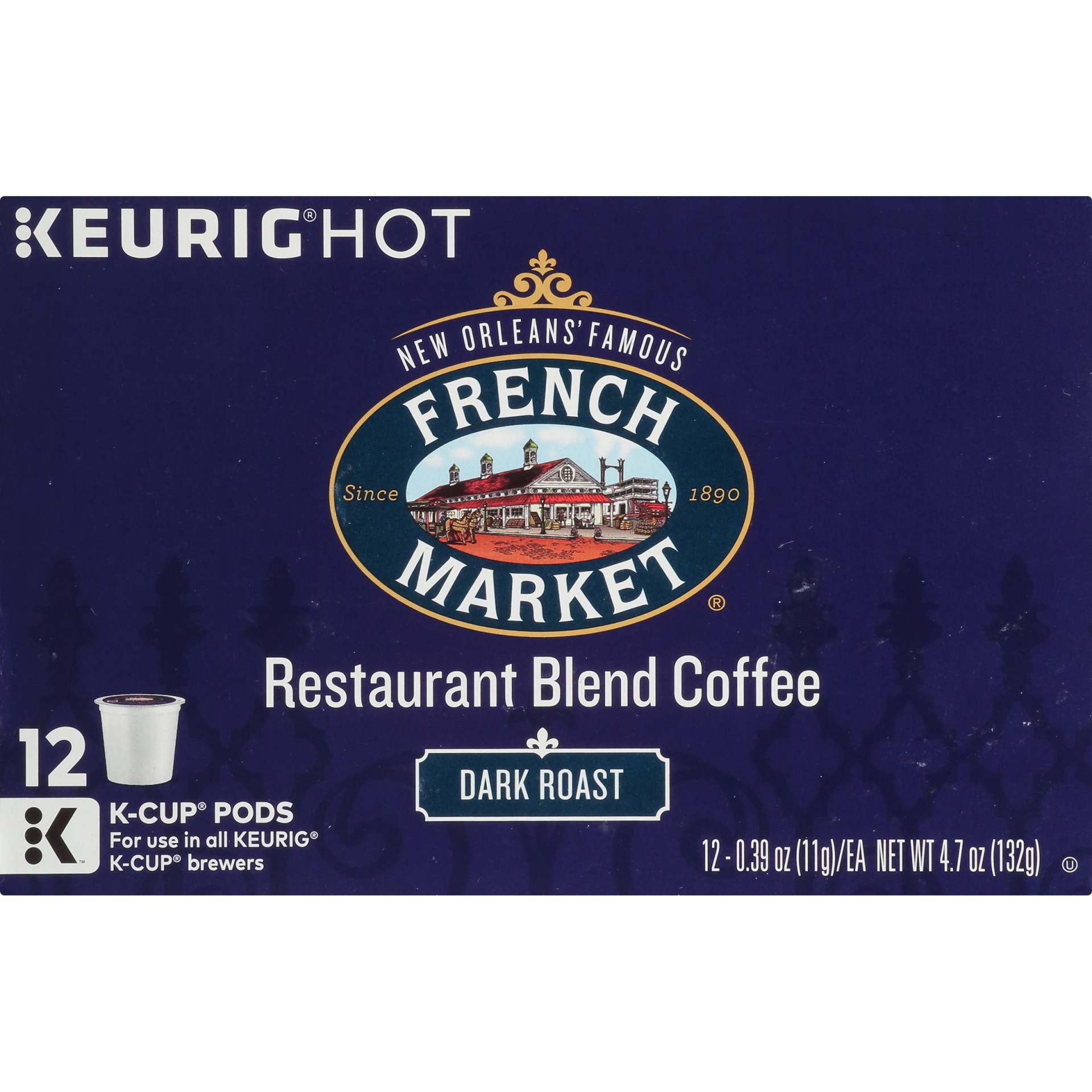 slide 5 of 7, French Market Coffee Restaurant Blend Dark Roast Coffee K-Cup Pods, 12 ct